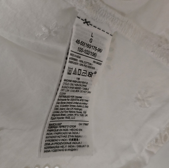 GAP White Eyelet Lace Blouse Size L 100% Cotton - Picture 6 of 9